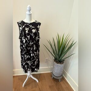 Banana Republic Black and White Floral Midi Dress